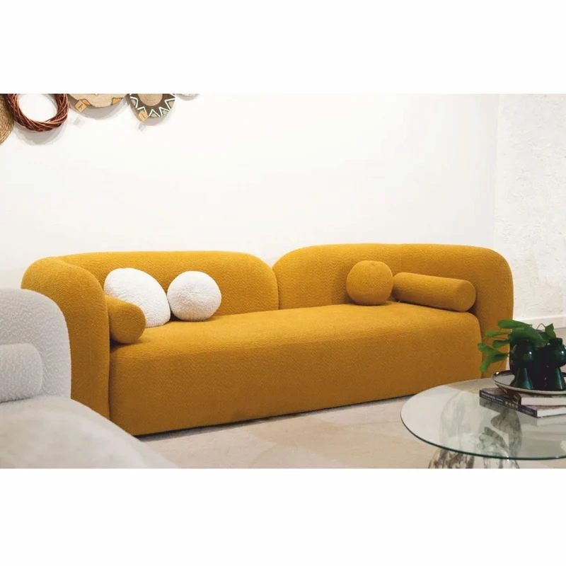 Casa Padrino Luxus Wohzimmer & Hotel Sofa Ocker 240 cm - Luxus Möbel