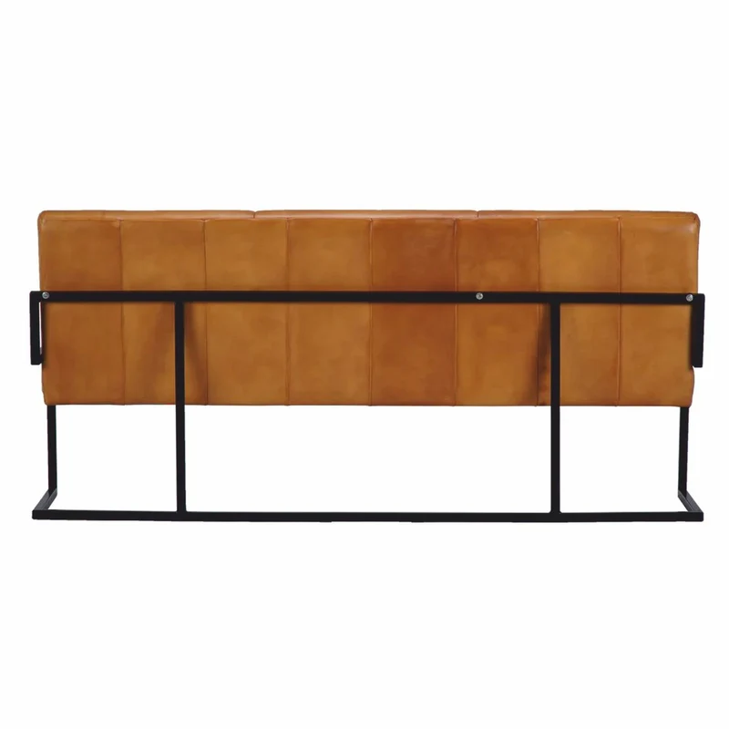 Casa Padrino Luxus Echtleder Sitzbank Hellbraun / Schwarz 180 cm - Echtleder Möbel
