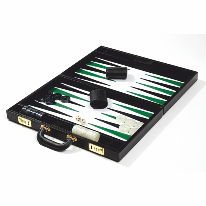 Casa Padrino Luxus Echtleder Backgammon Aktenkoffer Schwarz - Luxus Accessoires