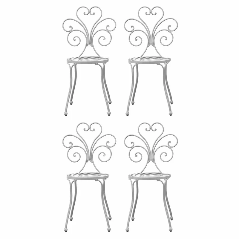 Casa Padrino Jugendstil Gartenstuhl 4er Set Grau H. 89 cm - Garten Möbel