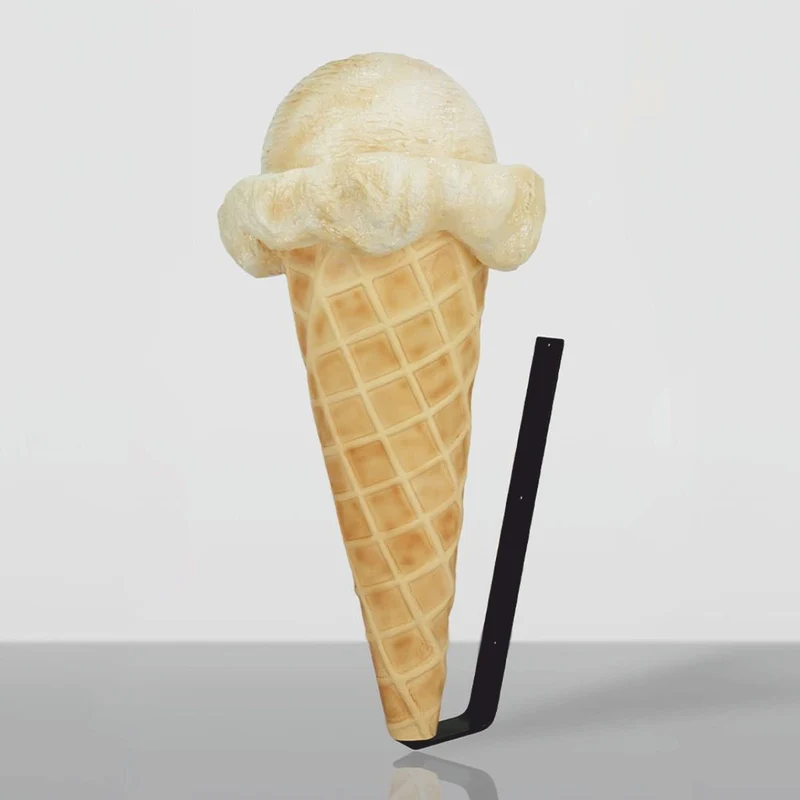 Casa Padrino Wanddeko Eis im Hörnchen Beige / Schwarz H. 105 cm - Eisdielen Dekoration