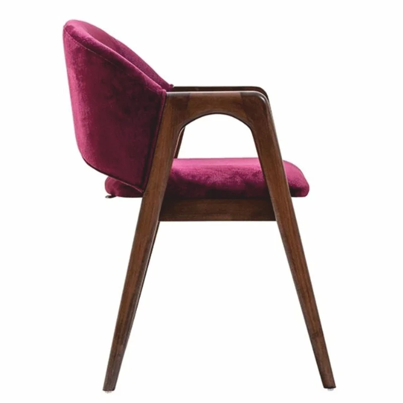 Casa Padrino Luxus Samt Esszimmer Stuhl mit Armlehnen Lila / Braun - Esszimmer Möbel