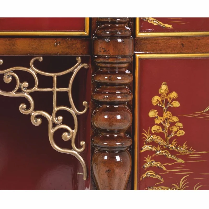 Casa Padrino Luxus Barock Kommode mit Marmorplatte Rot / Braun / Gold / Schwarz 145 cm