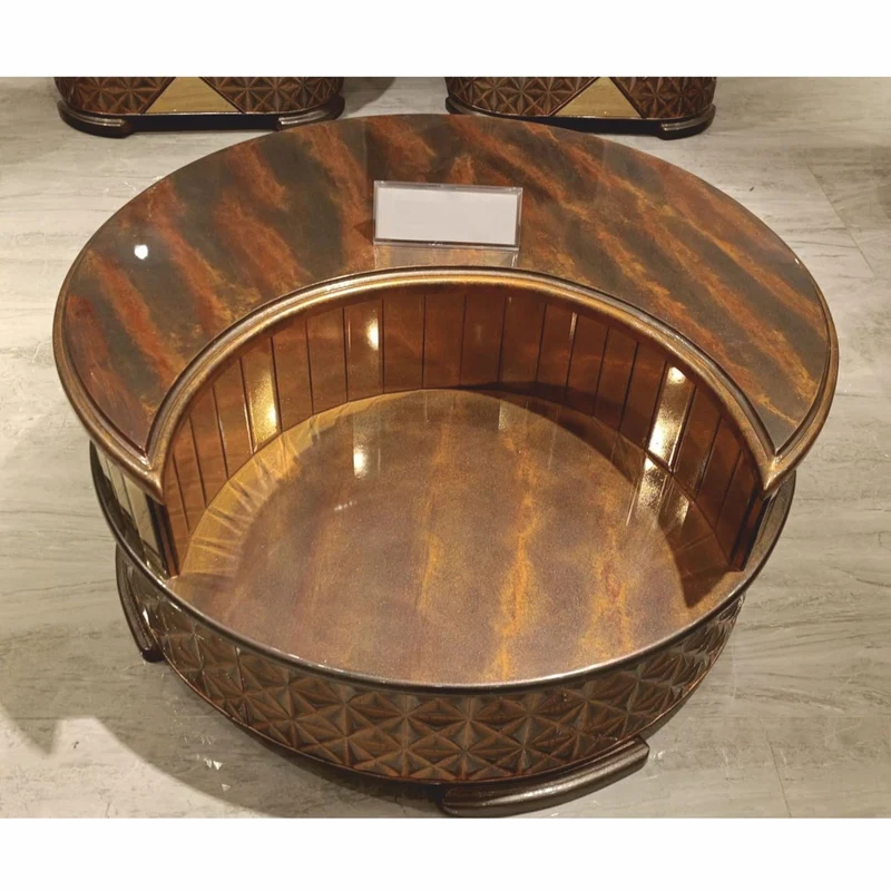 Casa Padrino Luxus Art Deco Couchtisch Kupfer / Grau / Gold Ø 104 cm - Wohnzimmer Möbel