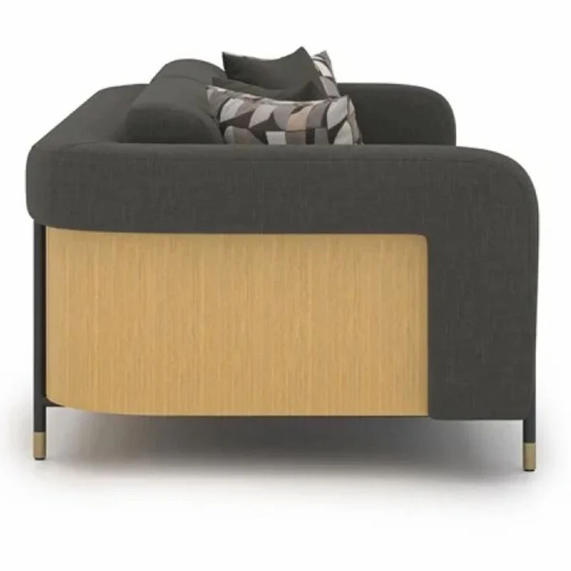 Casa Padrino Luxus Wohzimmer & Hotel Sofa Grau / Naturfarben / Messing 250 cm - Luxus Möbel