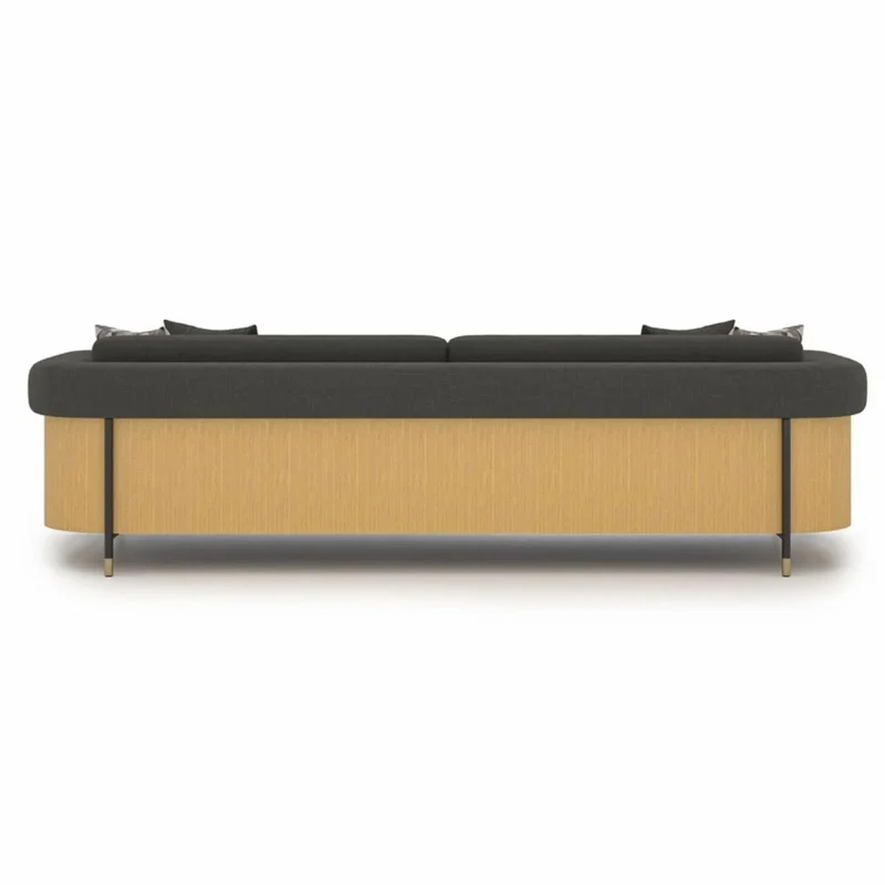 Casa Padrino Luxus Wohzimmer & Hotel Sofa Grau / Naturfarben / Messing 250 cm - Luxus Möbel