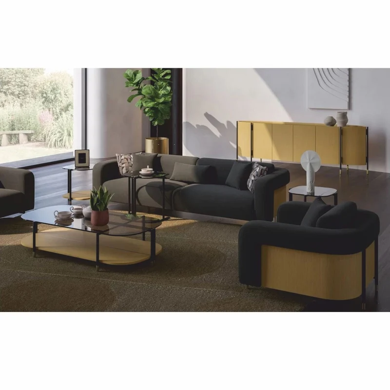 Casa Padrino Luxus Wohzimmer & Hotel Sofa Grau / Naturfarben / Messing 250 cm - Luxus Möbel