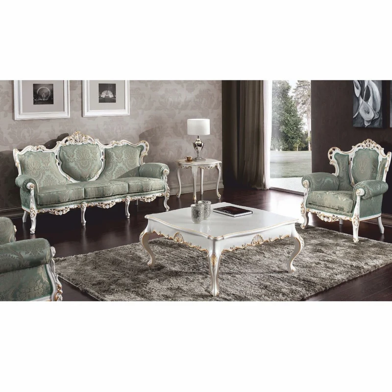 Casa Padrino Luxus Barock Beistelltisch Weiß / Gold H. 59 cm - Made in Italy