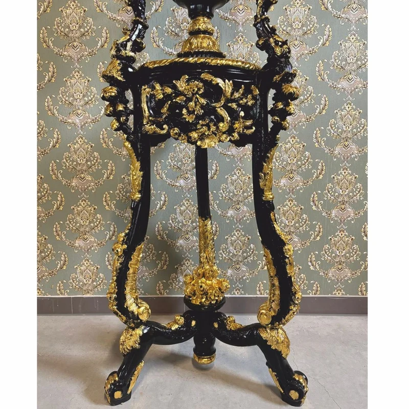 Casa Padrino Barock Säule mit Vase und Adler Schwarz / Gold H. 260 cm - Barock Möbel