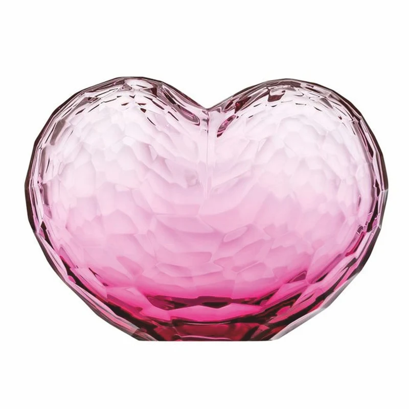 Casa Padrino Luxus Kristallglas Deko Herz Pink 13,5 x 10 x H. 10 cm - Mundgeblasen & Handgeschliffen