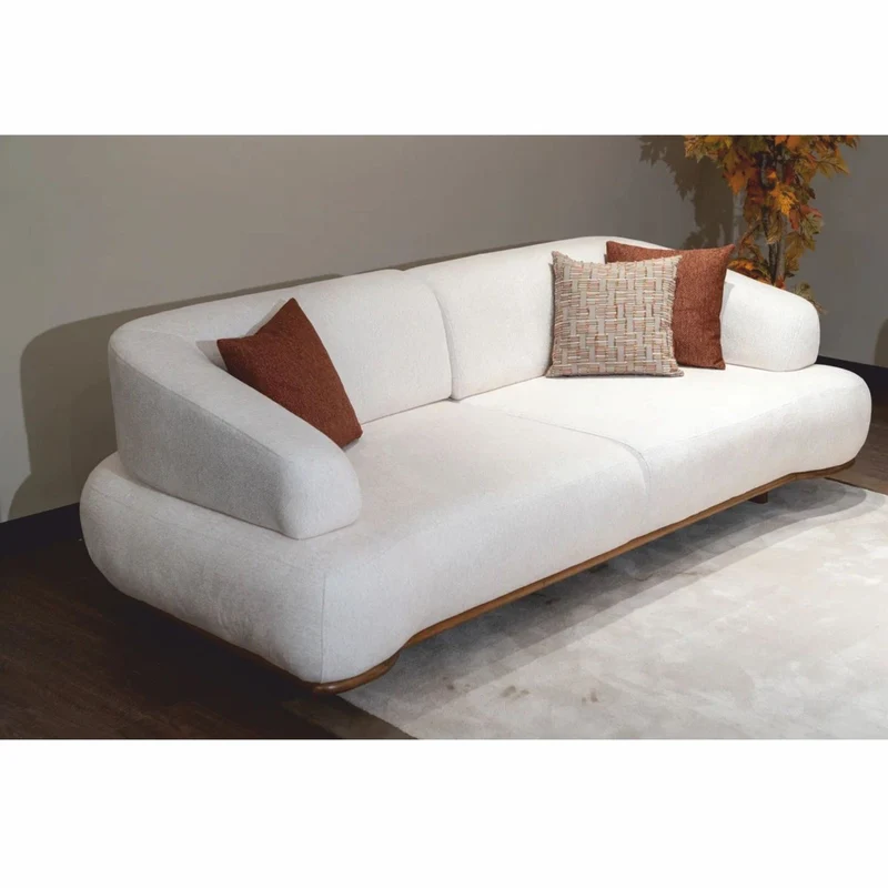 Casa Padrino Luxus Sofa mit verstellbaren Rückenlehnen Weiß / Braun 240 cm - Luxus Möbel