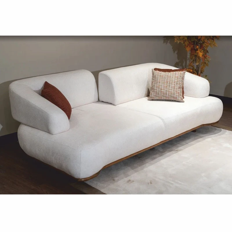 Casa Padrino Luxus Sofa mit verstellbaren Rückenlehnen Weiß / Braun 240 cm - Luxus Möbel
