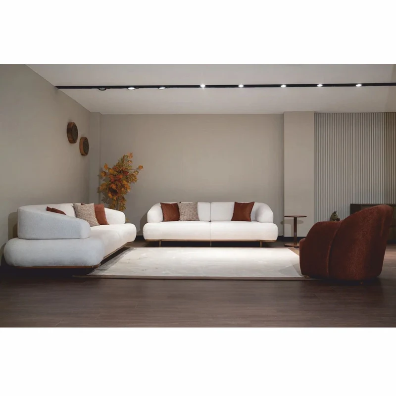 Casa Padrino Luxus Sofa mit verstellbaren Rückenlehnen Weiß / Braun 240 cm - Luxus Möbel