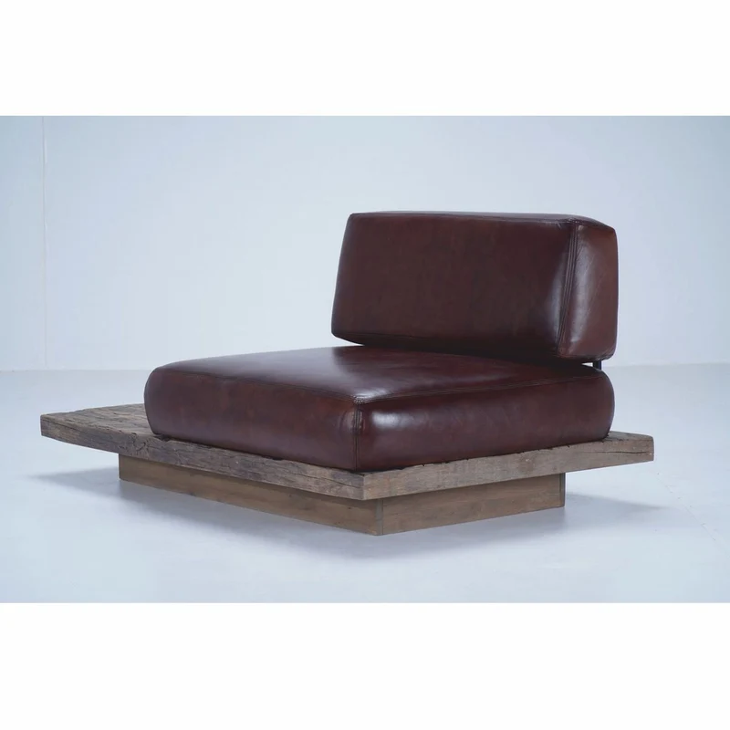 Casa Padrino Luxus Echtleder Sessel Rechte Seite Dunkelbraun / Braun - Modularer Wohnzimmer Sessel