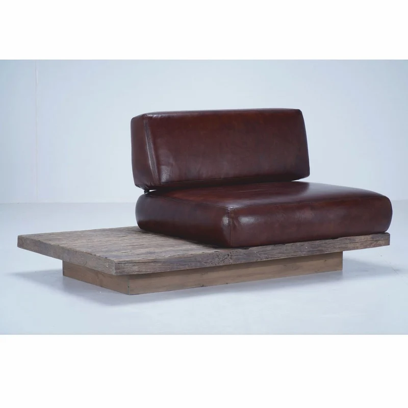 Casa Padrino Luxus Echtleder Sessel Rechte Seite Dunkelbraun / Braun - Modularer Wohnzimmer Sessel