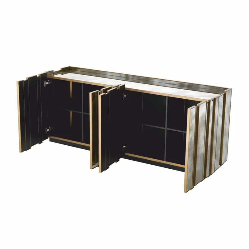 Casa Padrino Luxus Sideboard mit antikem Spiegelglas 200 cm - Verspiegelte Möbel