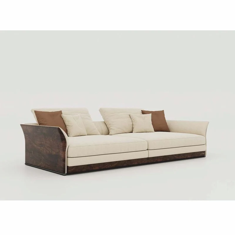 Casa Padrino Luxus Sofa Creme / Dunkelbraun 215 cm - Wohnzimmer & Hotel Möbel