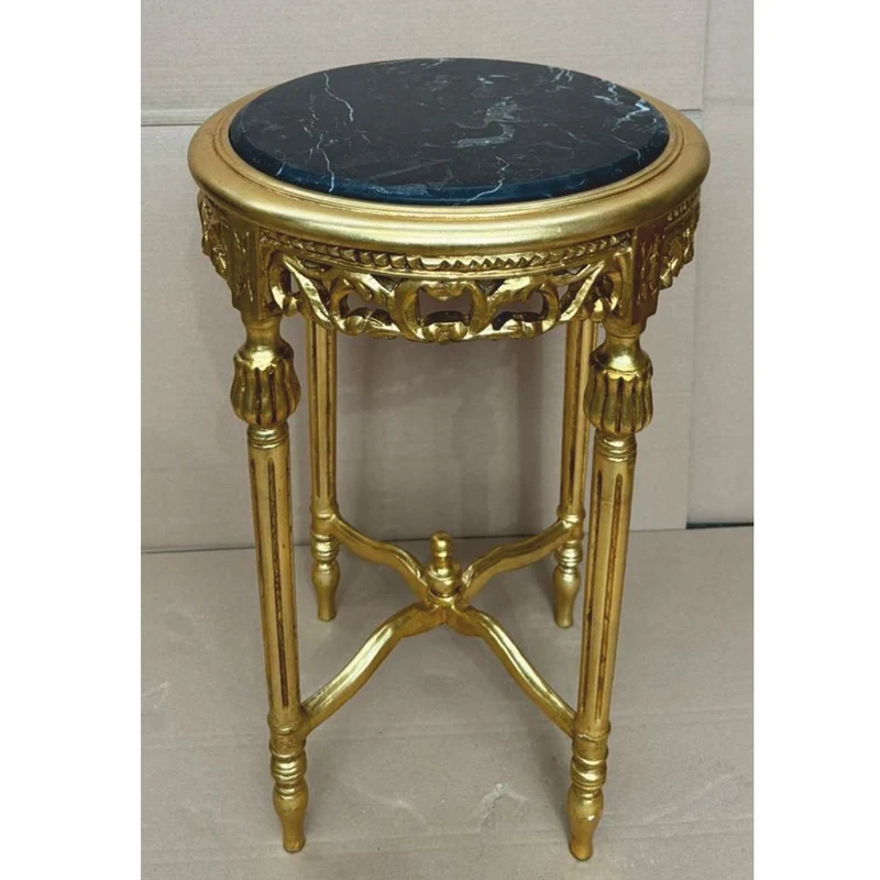 Casa Padrino Barock Beistelltisch Gold / Schwarz Ø 45 x H. 72 cm - Barock Möbel