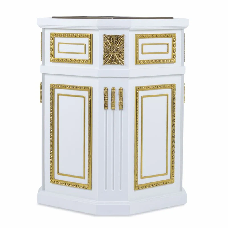 Casa Padrino Luxus Barock Blumentopf Weiß / Gold H. 65 cm - Barock Deko Accessoires