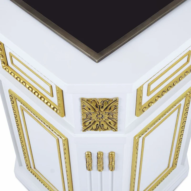 Casa Padrino Luxus Barock Blumentopf Weiß / Gold H. 65 cm - Barock Deko Accessoires