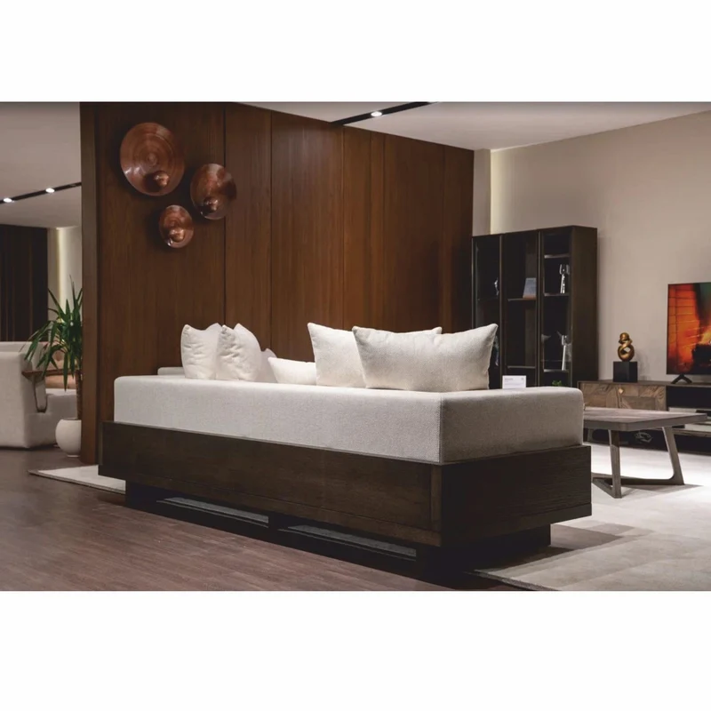 Casa Padrino Luxus Sofa Creme / Dunkelbraun 240 cm - Wohnzimmer & Hotel Möbel
