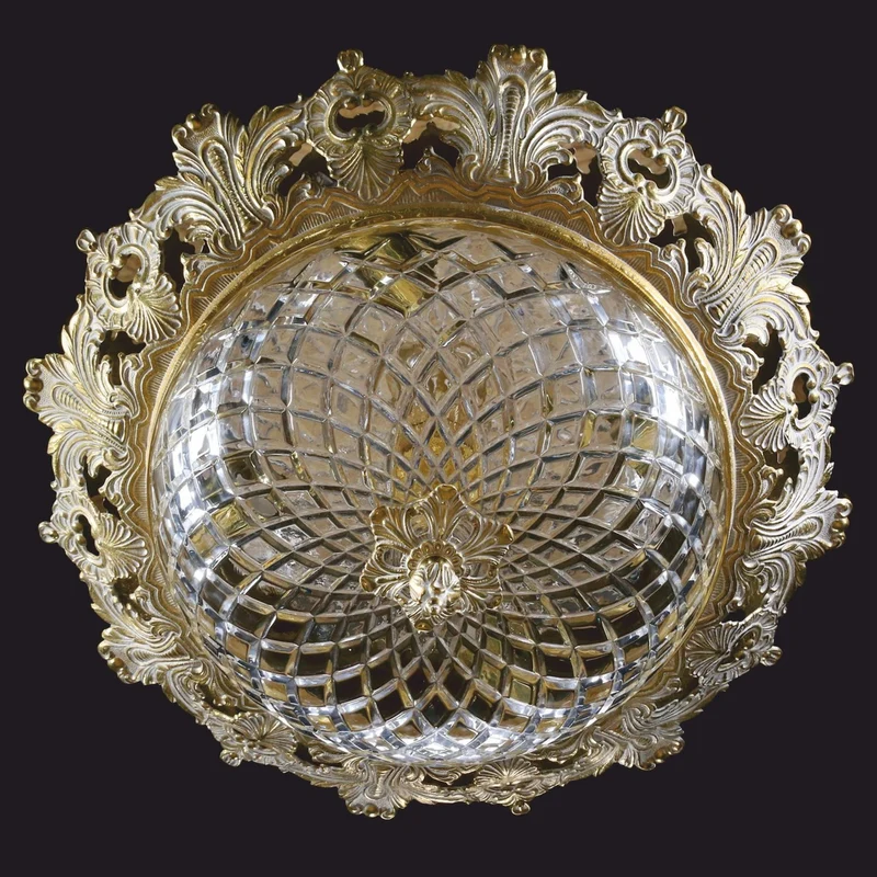 Casa Padrino Luxus Barock Deckenleuchte Weiß / Gold Ø 47 cm - Barock Leuchten