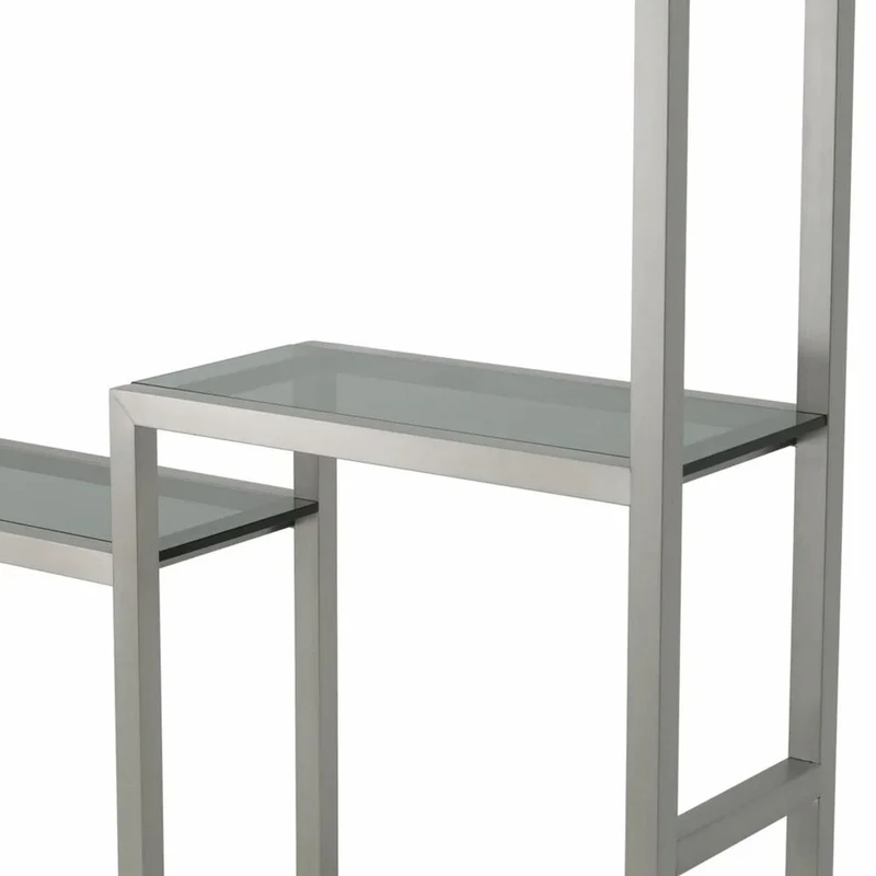 Casa Padrino Luxus Regalschrank mit 5 Glasregalen Silber / Schwarz / Grau H. 240,5 cm - Luxus Möbel