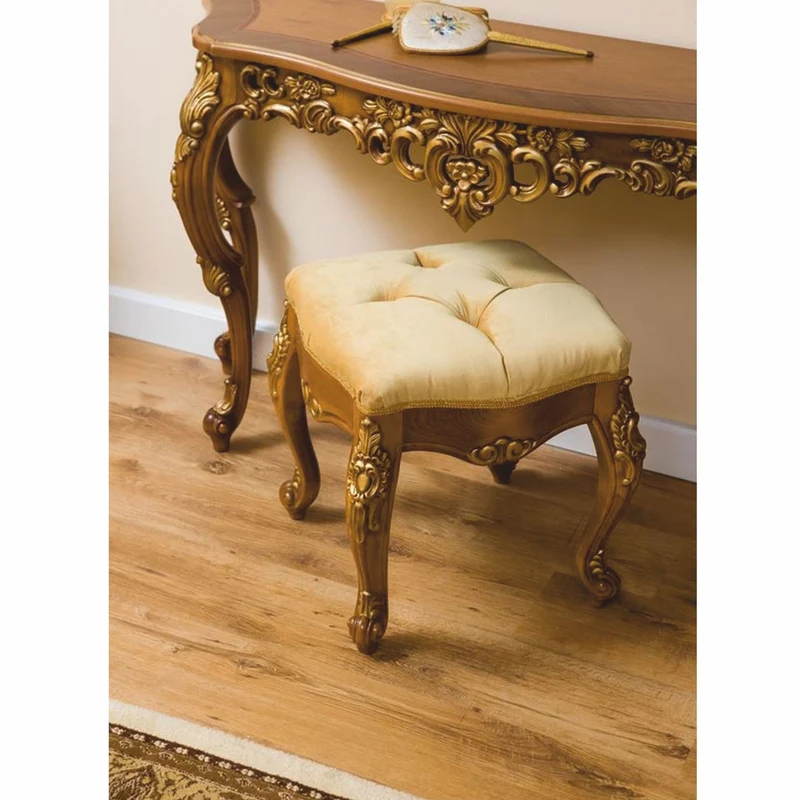 Casa Padrino Luxus Barock Konsole mit Wandspiegel und Hocker Braun / Gold - Barock Möbel