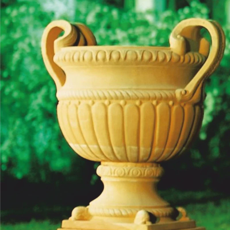 Casa Padrino Luxus Barock Keramik Blumentopf Gelb Ø 72 x H. 78 cm - Garten Deko
