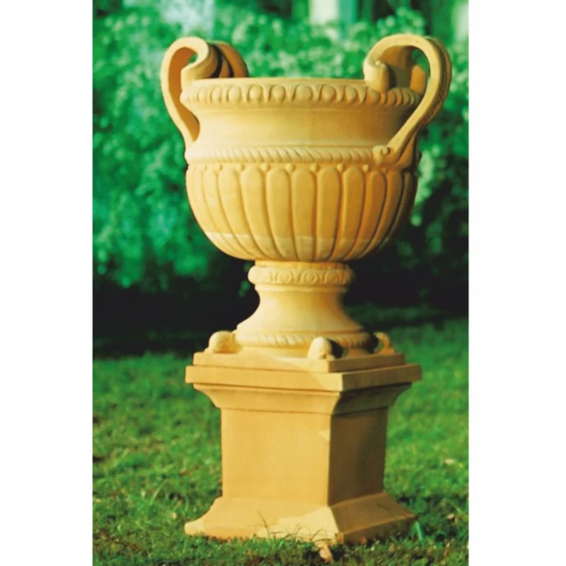 Casa Padrino Luxus Barock Keramik Blumentopf Gelb Ø 72 x H. 78 cm - Garten Deko