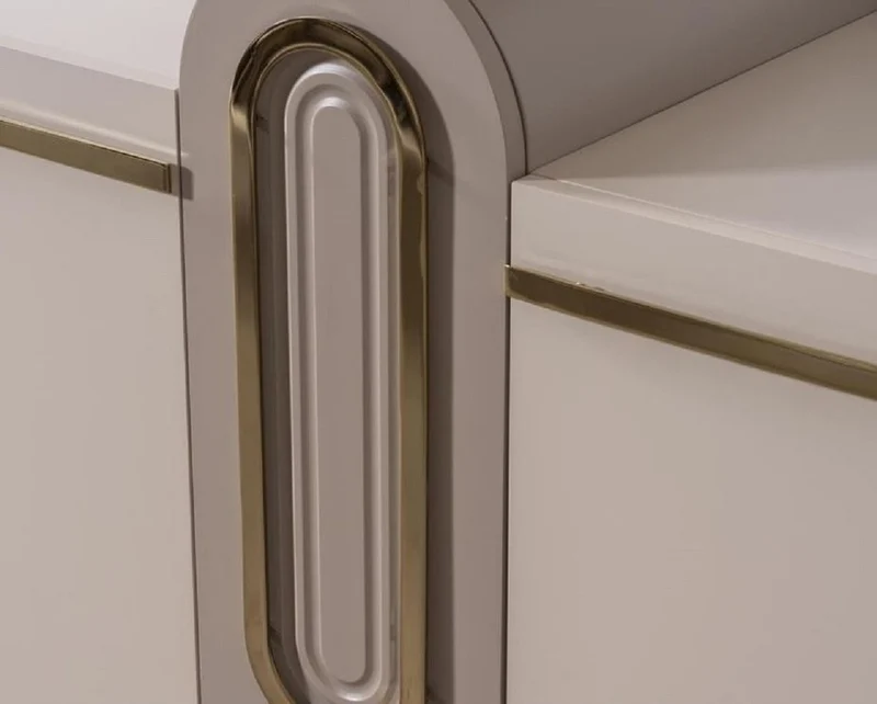 Casa Padrino Luxus Sideboard mit Wandspiegel Hellgrau / Grau / Gold - Luxus Möbel