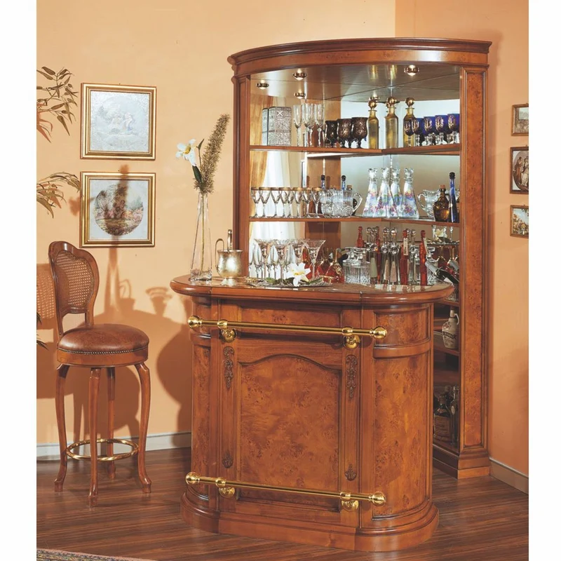Casa Padrino Luxus Barock Eck Barschrank Braun H. 220 cm - Barockstil Bar Möbel - Made in Italy