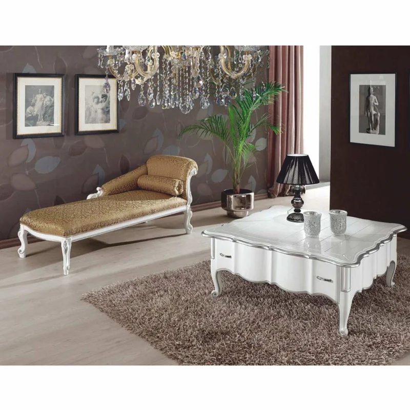 Casa Padrino Luxus Barock Chaiselongue Gold / Weiß / Silber 166 cm - Made in Italy