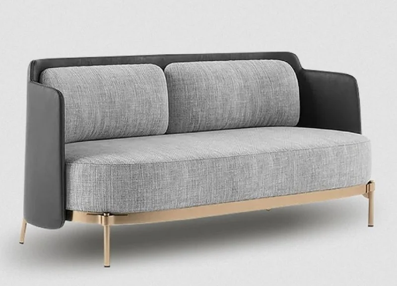 Casa Padrino Luxus Sofa Grau / Schwarz / Messing 163 cm - Wohnzimmer & Hotel Möbel