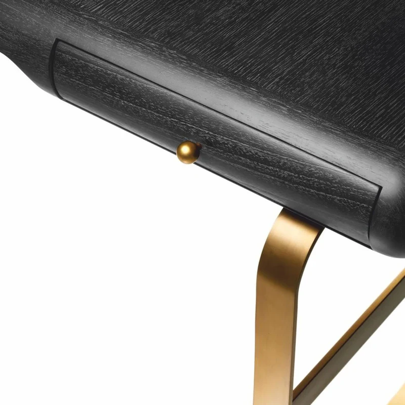 Casa Padrino Luxus Schreibtisch mit 2 Schubladen Schwarzgrau / Messing 165 cm - Büro Möbel