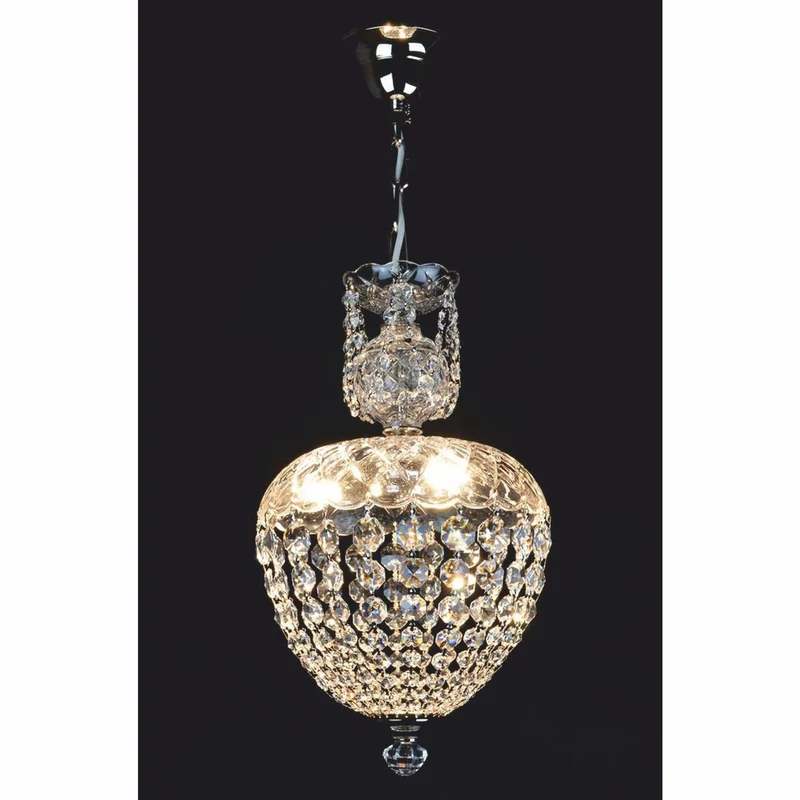 Casa Padrino Luxus Barock Kristall LED Hängeleuchte Silber Ø 25 x H. 41 cm - Barock Leuchten