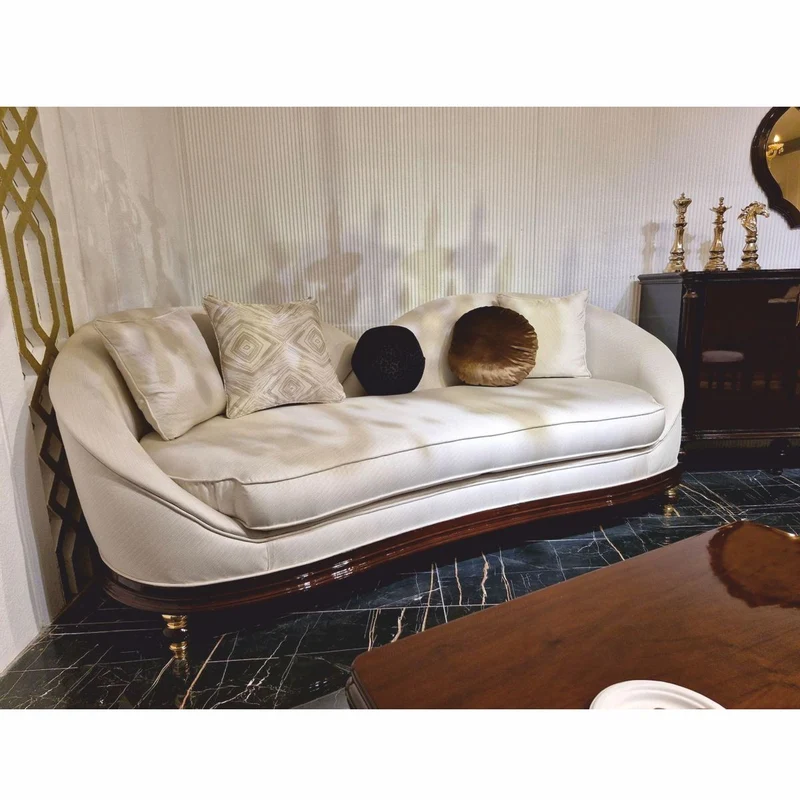 Casa Padrino Luxus Barock Sofa Creme / Dunkelbraun / Gold 240 cm - Barockstil Wohnzimmer Möbel