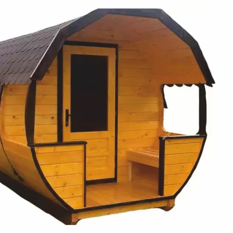 Casa Padrino Luxus Außensauna Naturfarben / Schwarz 400 x 220 cm - Massivholz Gartensauna