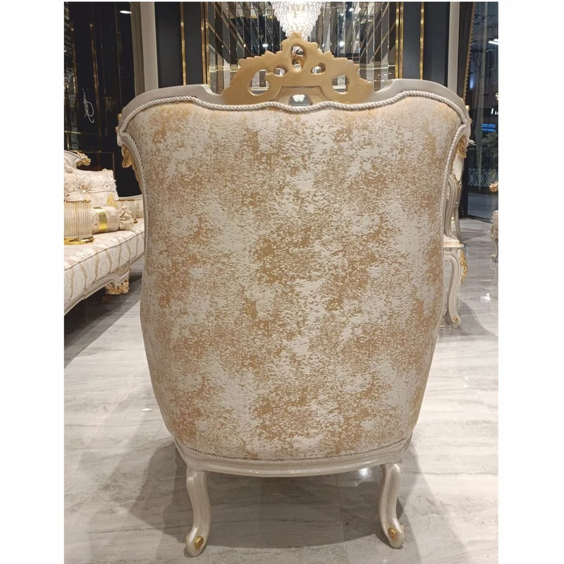Casa Padrino Luxus Barock Wohnzimmer Sessel Gold / Weiß / Grau / Gold H. 119 cm - Barock Möbel