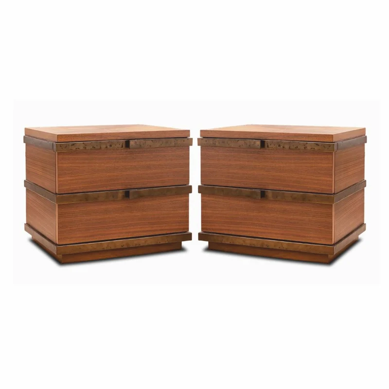 Casa Padrino Luxus Nachtkommoden Set Braun / Bronze - Hotel & Schlafzimmer Möbel