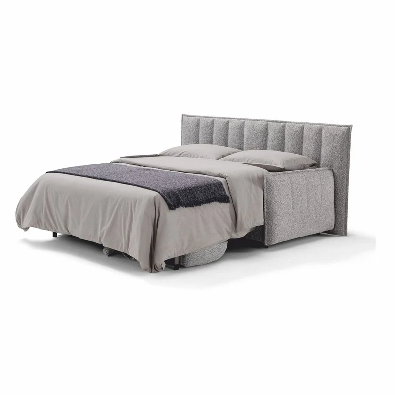 Casa Padrino Luxus Schlafsofa Grau 220 cm - Ausklappbares Wohnzimmer Sofa