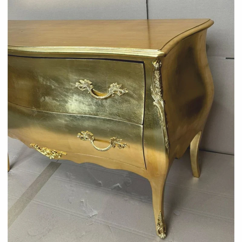 Casa Padrino Barock Kommode mit 2 Schubladen Gold - Barock Möbel