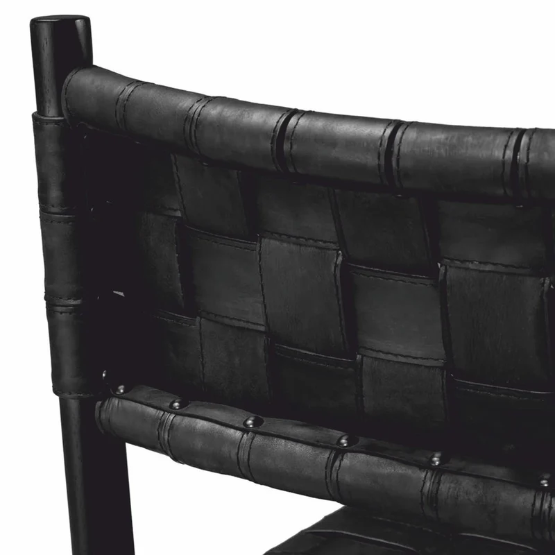 Casa Padrino Luxus Leder Esszimmer Stuhl Schwarz H. 85 cm - Esszimmer Möbel