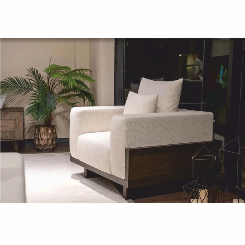 Casa Padrino Luxus Sessel Creme / Dunkelbraun 100 cm - Wohnzimmer & Hotel Möbel
