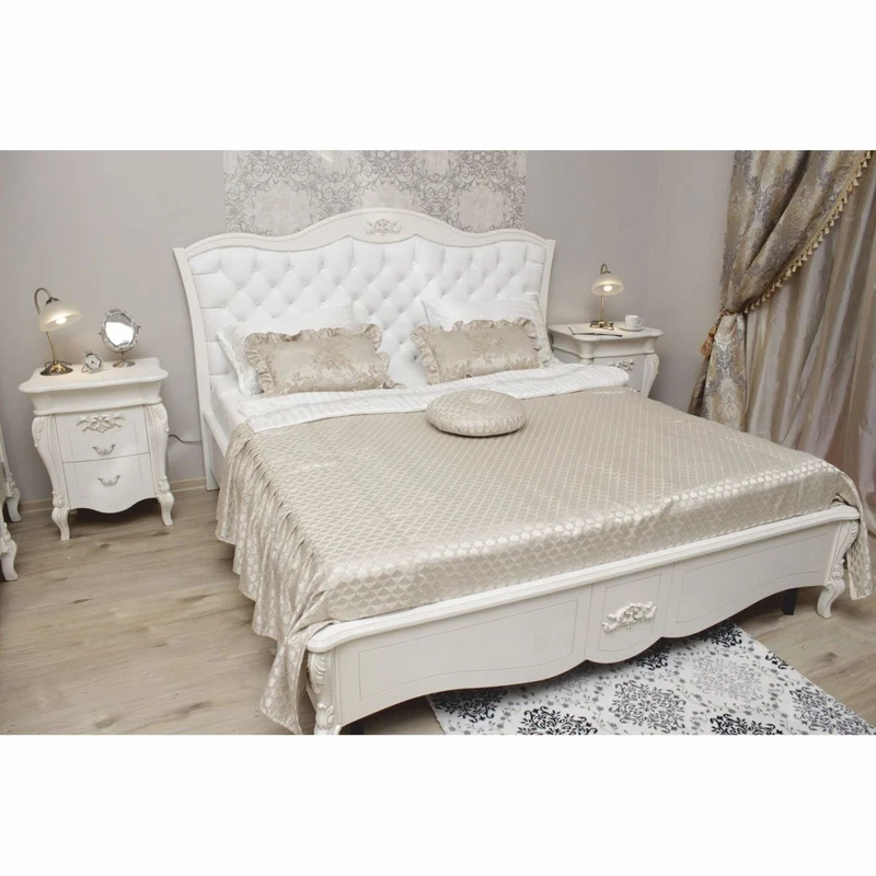 Casa Padrino Luxus Barock Doppelbett Weiß - Barock Schlafzimmer Möbel