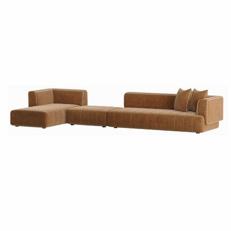 Casa Padrino Luxus Ecksofa Linke Seite Braun / Weiß 420 cm - Modulares Wohnzimmer & Hotel Sofa