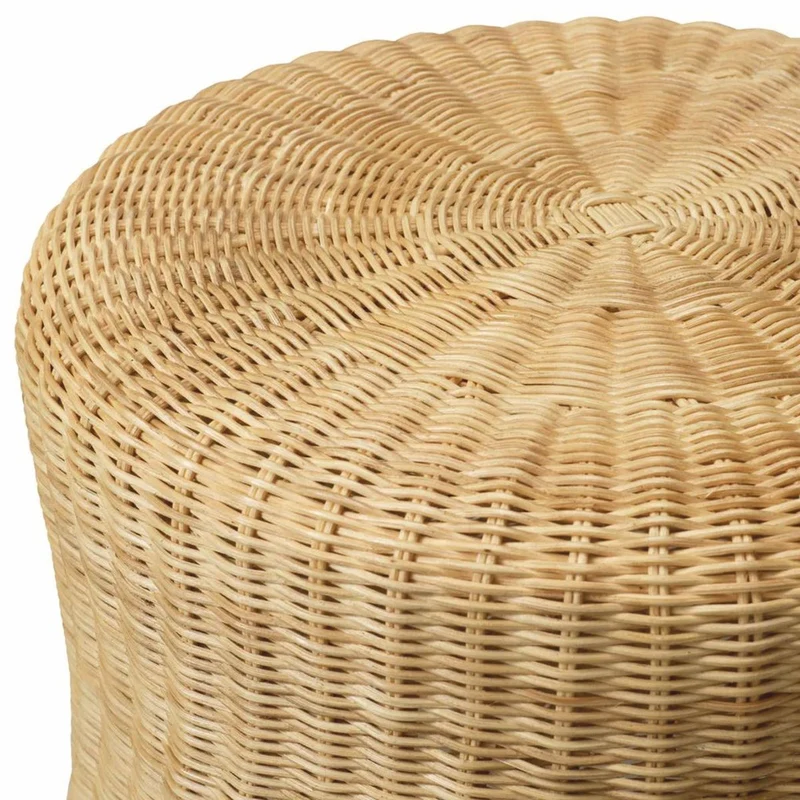 Casa Padrino Luxus Rattan Beistelltisch Naturfarben H. 46 cm - Luxus Möbel