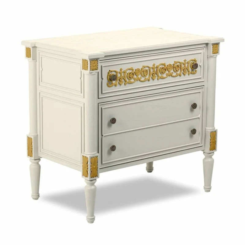 Casa Padrino Luxus Barock Nachtkommode Elfenbein / Gold - Barockstil Schlafzimmer Möbel