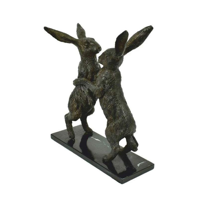 Casa Padrino Luxus Deko Bronze Skulptur Hasen H. 50 cm - Deko Accessoires