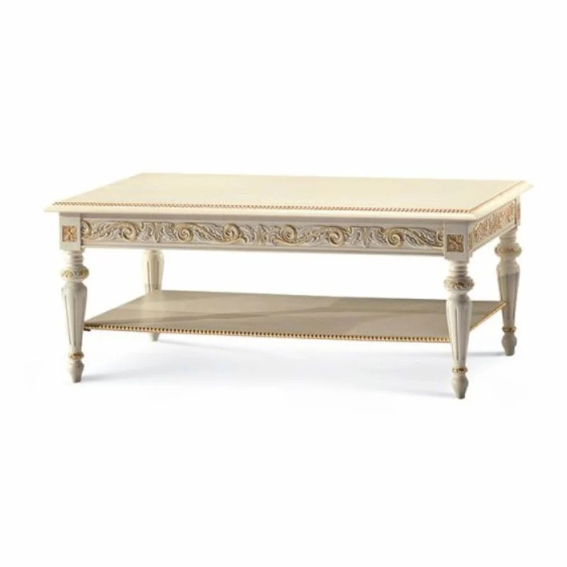 Casa Padrino Luxus Barock Couchtisch Weiß / Gold 120 cm - Made in Italy